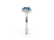 Heart-Shaped Petal Halo Engagement Ring Setting for a Fancy Blue Lab-Grown Diamond | Sterling Silver
