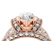 Marquise Vintage Milgrain Pave Engagement Ring Setting | Crescent Side Rows | Rose Gold