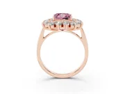 Princess Cut Floral Double Halo Engagement Ring Setting for a Fancy Pink Lab-Grown Diamond | Plain Band | Rose Gold