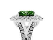 Radiant Cut Halo Engagement Ring Setting for a Fancy Green Lab-Grown Diamond | Sterling Silver - Design NV-24796