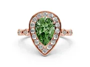 Pear-Shaped Halo Engagement Ring Setting for a Fancy Green Lab-Grown Diamond | Bezel Station Shoulders | Rose Gold