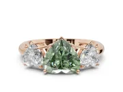 Heart-Shaped Three Stone Engagement Ring Setting for a Fancy Green Lab-Grown Diamond | Plain Band | Rose Gold