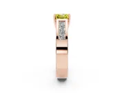 Fancy Yellow Asscher Cut Diamond Solitaire Ring Set in Rose gold with Channel-Set Accent Stones and Prong Setting