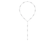 Pear-Shaped Lab-Grown Diamond Bezel Station Lariat Necklace | Polished Bar Links | White Gold