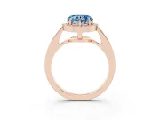 Fancy Blue Heart Cut Diamond Halo Pavé Engagement Ring Set in Rose gold with Bezel Setting