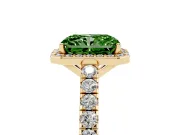 Radiant Cut Halo Pavé Engagement Ring Setting for a Fancy Green Lab-Grown Diamond | Yellow Gold