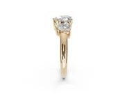 Heart-Shaped Three Stone Engagement Ring Setting | Plain Band | Yellow Gold