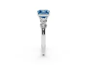 Asscher Cut Five Stone Engagement Ring Setting for a Fancy Blue Lab-Grown Diamond | Prong Set Side Stones | Platinum