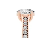Oval Graduated Pave Cathedral Solitaire Engagement Ring Setting | Scroll Cut-Outs | Rose Gold