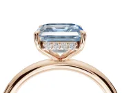 Asscher Cut Hidden Halo Ring Setting for a Fancy Blue Lab-Grown Diamond | Rose Gold