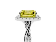 Asscher Cut Twist Halo Engagement Ring Setting for a Fancy Yellow Lab-Grown Diamond | Platinum