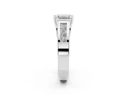 Emerald Cut Channel-Set Engagement Ring Setting | Princess Side Stones | Sterling Silver