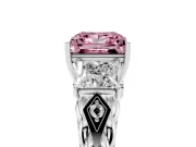 Princess Cut Three Stone Engagement Ring Setting for a Fancy Pink Lab-Grown Diamond | Braided Band | White Gold
