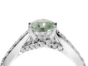 Pear-Shaped Pavé Engagement Ring Setting for a Fancy Green Lab-Grown Diamond | Crossover Gallery | Sterling Silver
