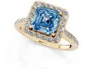 Asscher Cut Halo Engagement Ring Setting for a Fancy Blue Lab-Grown Diamond | Yellow Gold - Design NV-24729