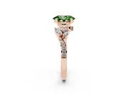 Fancy Green Oval Cut Diamond Solitaire Ring Set in Rose gold with Marquise Twist Band and Prong Setting