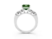 Asscher Cut Five Stone Engagement Ring Setting for a Fancy Green Lab-Grown Diamond | Prong Set Side Stones | Platinum