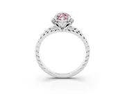 Fancy Pink Marquise Cut Diamond Halo Ring Set in Platinum with Twisted Band and Prong Setting