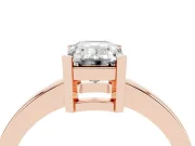 Emerald Cut Solitaire Engagement Ring Setting | Flat Tab Prongs | Rose Gold