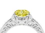 Cushion Cut Floral Pavé Engagement Ring Setting for a Fancy Yellow Lab-Grown Diamond | Platinum