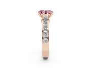 Oval Cathedral Channel Set Engagement Ring Setting for a Fancy Pink Lab-Grown Diamond | Double Claw Prongs | Rose Gold