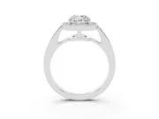 Cushion Cut Diamond Halo Pavé Engagement Ring Set in White gold with Bezel Setting