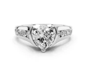 Heart-Shaped Half Bezel Solitaire Engagement Ring Setting | Graduated Channel Band | Platinum