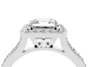 Asscher Cut Pavé Halo Engagement Ring Setting | White Gold