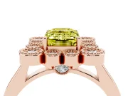 Emerald Cut Milgrain Cluster Halo Engagement Ring Setting for a Fancy Yellow Lab-Grown Diamond | Plain Band | Rose Gold