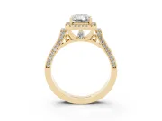 Radiant Cut Halo Engagement Ring Setting | Pavé Panel Shoulders | Yellow Gold