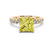 Princess Cut Engagement Ring Setting for a Fancy Yellow Lab-Grown Diamond | Yellow Gold - Design NV-24510