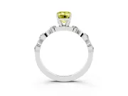 Emerald Cut Ribbon Twist Engagement Ring Setting for a Fancy Yellow Lab-Grown Diamond | Accented Shoulders | White Gold