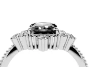 Fancy Black Radiant Cut Diamond Cluster Ring Set in Platinum with Beaded Band