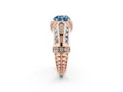 Fancy Blue Heart Cut Diamond Vintage-Inspired Milgrain Ring Set in Rose gold with Accent Split Shank