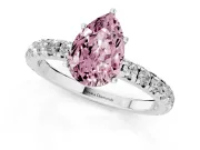Pear-Shaped Pave Solitaire Engagement Ring Setting for a Fancy Pink Lab-Grown Diamond | Shared Prong Band | White Gold