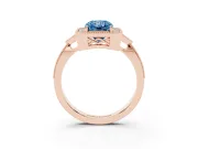 Radiant Cut Milgrain Halo Engagement Ring Setting for a Fancy Blue Lab-Grown Diamond | Graduated Pavé | Rose Gold