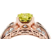 Radiant Cut Art Deco Engagement Ring Setting for a Fancy Yellow Lab-Grown Diamond | Rose Gold