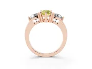 Fancy Yellow Marquise Cut Diamond Three-Stone Ring Set in Rose gold with Prong Setting and Classic Band
