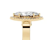 Marquise Cut Diamond Halo Ring Set in Yellow gold with Pavé-Lined Split Shank Band