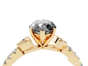 Marquise Leaf Pavé Engagement Ring Setting for a Black Center | Leaf Motif Shoulders | Yellow Gold