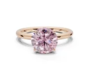 Round Hidden Halo Engagement Ring Setting for a Fancy Pink Lab-Grown Diamond | Rose Gold