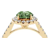 Oval Raised Halo Engagement Ring Setting for a Fancy Green Lab-Grown Diamond | Yellow Gold