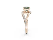 Cushion Cut Bypass Pavé Engagement Ring Setting for a Fancy Green Lab-Grown Diamond | Rose Gold