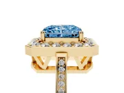 Radiant Cut Halo Engagement Ring Setting for a Fancy Blue Lab-Grown Diamond | Polished Halo Rim | Yellow Gold