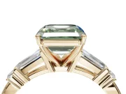 Asscher Cut Tapered Baguette Engagement Ring Setting for a Fancy Green Lab-Grown Diamond | Bar Set Sides | Yellow Gold