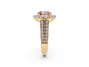 Oval Large Accent Halo Engagement Ring Setting for a Fancy Pink Lab-Grown Diamond | Yellow Gold