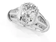 Pear Cut Diamond Vintage-Inspired Milgrain Ring Set in White gold with Accent Split Shank