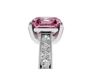 Asscher Cut Hidden Halo Engagement Ring Setting for a Fancy Pink Lab-Grown Diamond | Milgrain Pave | White Gold