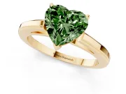 Heart-Shaped Solitaire Engagement Ring Setting for a Fancy Green Lab-Grown Diamond | Stepped Flat Band | Yellow Gold
