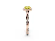 Cushion Cut Twist Halo Engagement Ring Setting for a Fancy Yellow Lab-Grown Diamond | Rose Gold